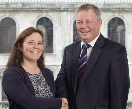 Irwin Mitchell group chief executive Andrew Tucker and Thomas Eggar managing partner Vicky Brackett - who will join the Irwin Mitchell LLP Executive Board