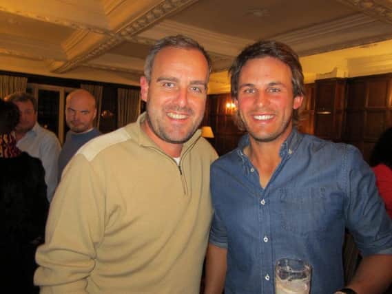 Chris Hanson, right, with Woodsome Hall club professional John Eyre at a celebratory evening held after Hanson won his European Tour card.