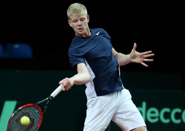 Great Britain's Kyle Edmund during a training session at the Flanders Expo Centre, Ghent.