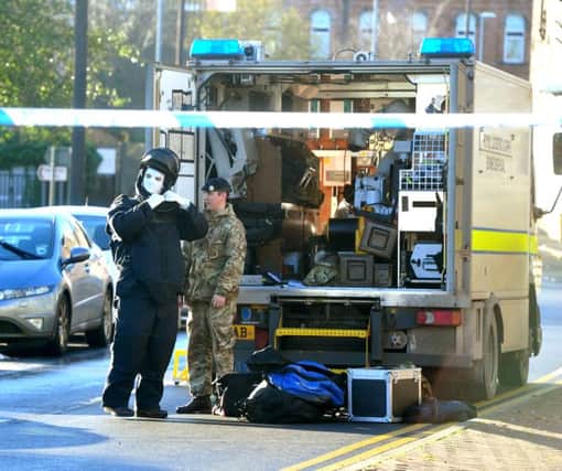 26 November 2015.......      Bomb squad and police at Kinyo UK Ltd on Scala Court, Leathley Road in Hunslet. Picture Tony Johnson