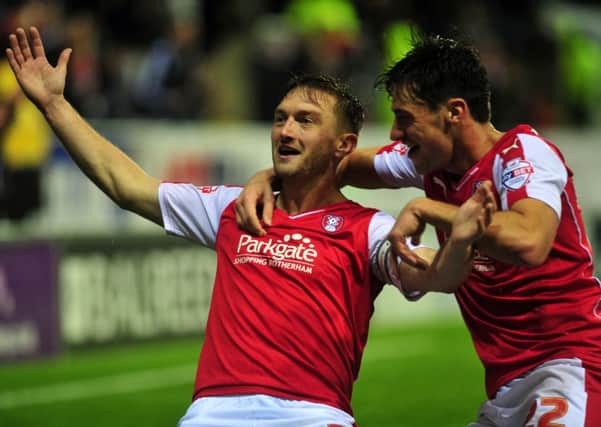 Millers Lee Frecklington celebrates his goal with Joe Newell.