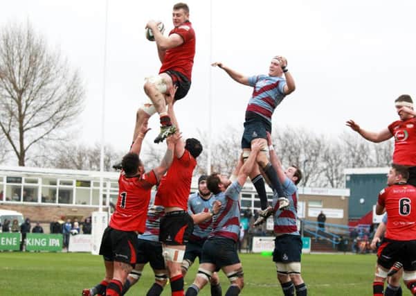 Action from Rotherham Titans against Jersey. The hosts lost 27-6. Picture: Chris Etchells.