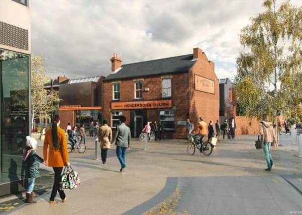 An artists' impression of how the new pub at the former Henderson's Relish building might look