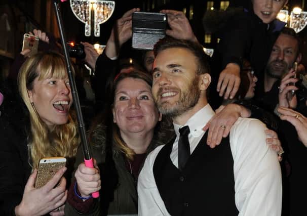 Gary Barlow arrives on the red carpet for the Press night performance of 'The Girls' at the Grand Theatre, Leeds.  1 December 2015.  Picture Bruce Rollinson