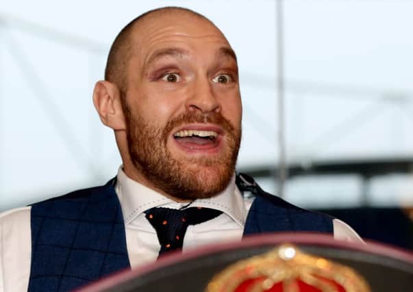 Tyson Fury during a homecoming event at the Macron Stadium, Bolton.