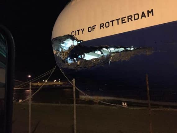 The City of Rotterdam, following the collision on the Humber. Picture: Ross Parry Agency