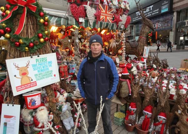 Allan Poole, 52 who runs a florist stall in Birmingham Rotunda Square, has been ordered by a Birmingham City Council officials to stop playing Christmas carols or face court action. See News Team copy NTIMUSIC. Alan who has manned Central Flowers stall in the city centre for the 40 years and as broadcast traditional tinsel songs for over a decade, said This is a nonsense. Its Christmas and Im playing Christmas music like every other trader the business is a third generation long-running family business