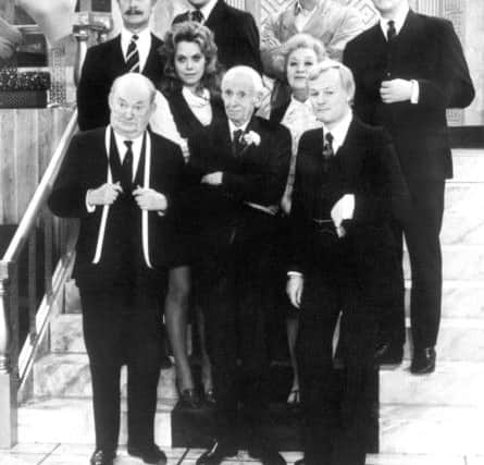 Nicholas Smith (top right) with fellow cast members on the set of Are You Being Served?
