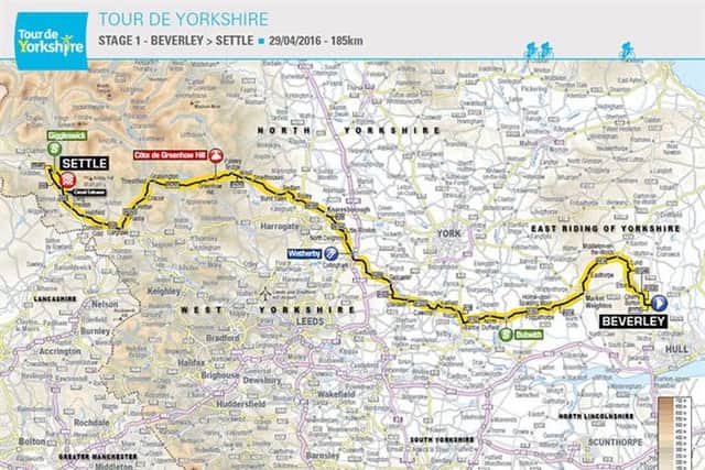 The three stages of the 2016 Tour de Yorkshire
