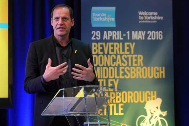 Christian Prudhomme at today's launch in Otley. Picture by Simon Hulme