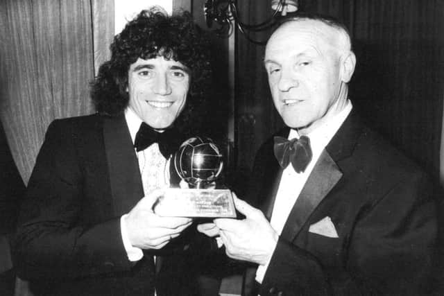 Kevin Keegan with the European Footballer of the Year Trophy, and his former manger, Bill Shankly.