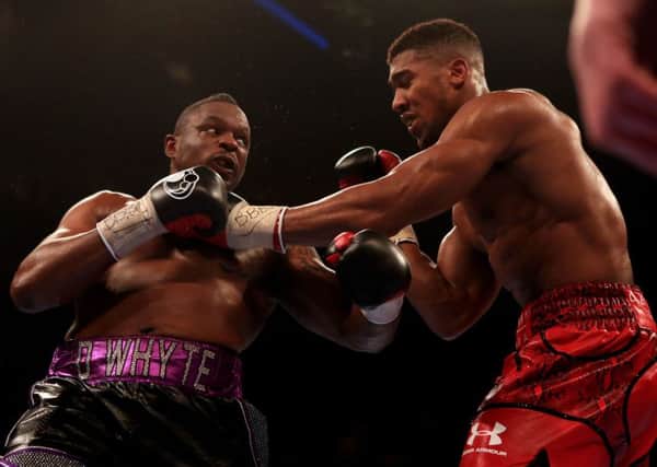 Anthony Joshua and Dillian Whyte contest the vacant British and Commonwealth heavyweight title at the O2 Arena, London (Picture: Nick Potts/PA Wire).
