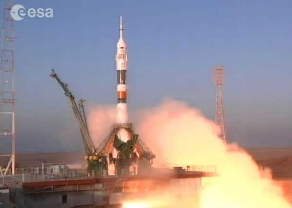 Screen grabbed image taken from footage issued by the European Space Agency of Major Tim Peake blasting off into orbit on board the Soyuz space capsule on his way to becoming the first British astronaut to join the crew of the International Space Station (ISS). Picture: PA.
