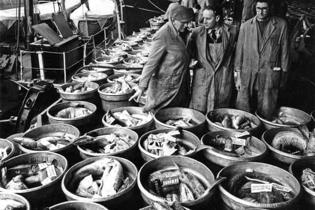 Hull St Andrews Docks unloading fish Good Friday April  1954