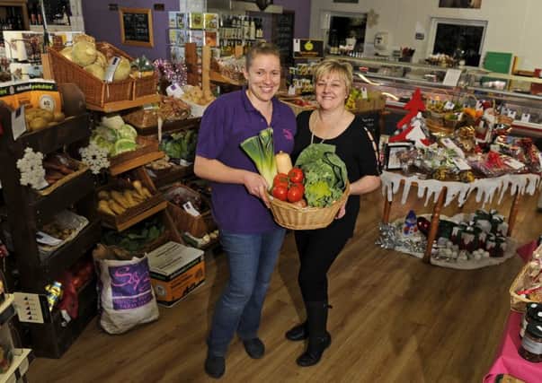 Maddie and Ann Tomlinson at Spuds & Berries Farm Shop.   Pic: Bruce Rollinson