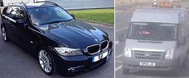 Police issued these pictures of a van and distinctive BMW car they want to trace