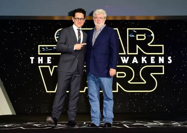 JJ Abrams and George Lucas attending the Star Wars: The Force Awakens European Premiere.