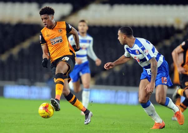 Chuba Akpom in action for Hull City against Reading on Wednesday night (Picture: Tony Johnson).
