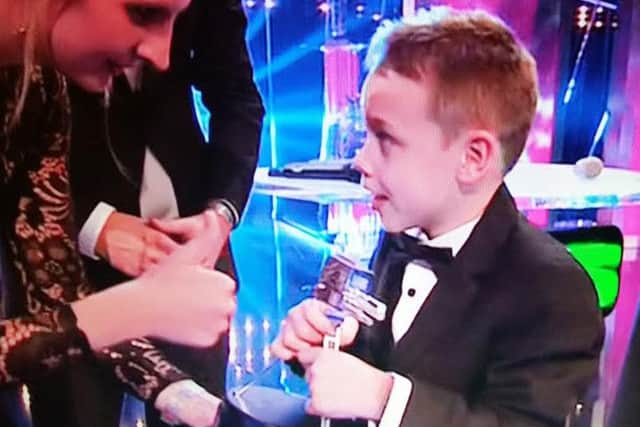 Bailey Matthews on stage at Sports Personality of the Year 2015 in Bellfast