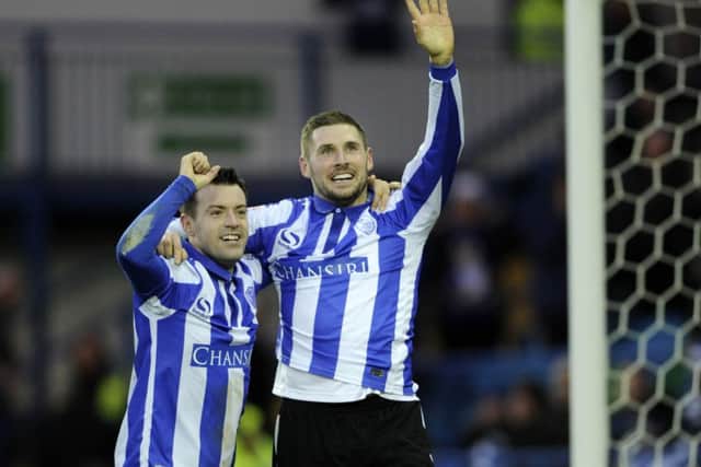 Wednesday's Gary Hooper and Ross Wallace celebrate (Picture: Steve Ellis)