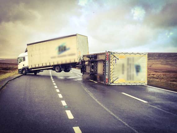 Lorries crash on Woodhead Pass. photo supplied by South Yorkshire Police