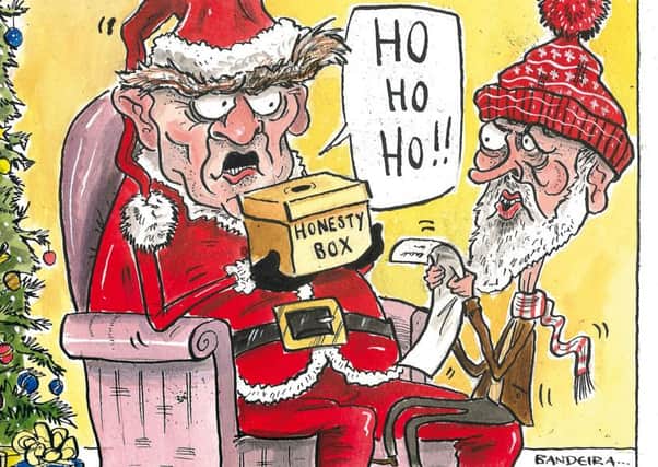 Sir Bernard Ingham gets in the Christmas spirit with Jeremy Corbyn. Illustration: Graeme Bandeira