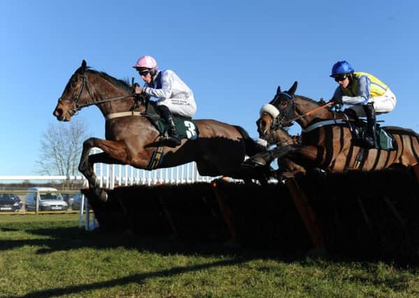 James Reveley rides Brave Spartacus to victory in Cattericks Dine and View handicap hurdle  in February (Picture: Bruce Rollinson).