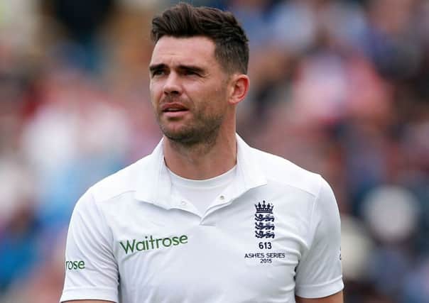 OUT: England's James Anderson.
