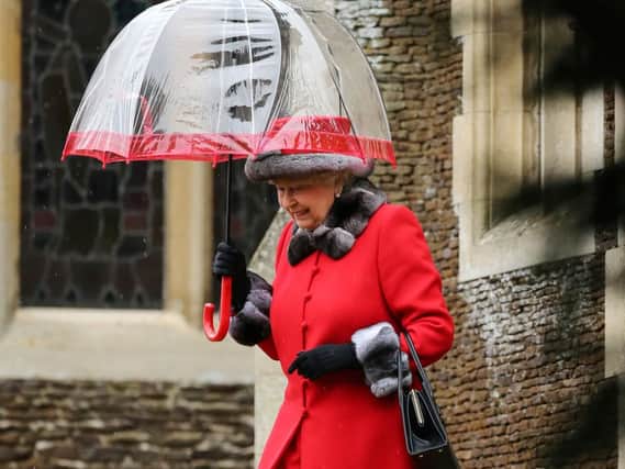 Queen Elizabeth II leaves the morning Christmas Day service at St Mary Magdalene Church on the Sandringham estate in Norfolk.