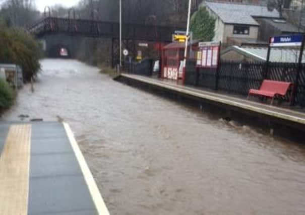 Network Rail picture of flooding at Walsden Station