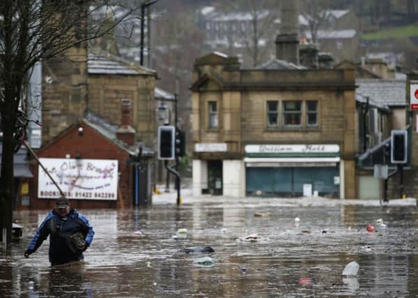 The scene in Hebden Bridge, West Yorkshire, where flood sirens were sounded after torrential downpours. Picture: Peter Byrne/PA Wire