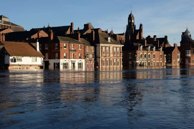 Riverside properties next to the swollen River Ouse in York, after the River Foss and Ouse burst their banks.
Press: Anna Gowthorpe/PA Wire