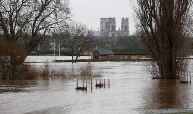 Flood water in the city of York as York Minster is seen in the distance, following the weekend's flooding. (Picture: Owen Humphreys/PA Wire)