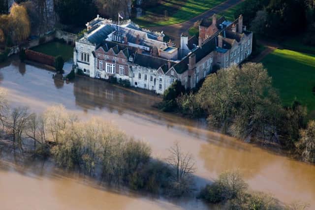 Floods levels have dropped near the ornate Bishopthorpe Palace in York, home of the archbishop of York, John Sentamu.