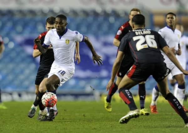 Mustapha Carayol breaking through for 
Leeds United against  Rotherham in the FA Cup.