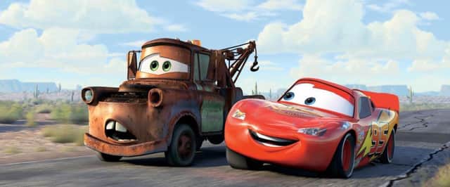 Pictured left to right:  Mater and McQueen from the hit movie Cars.