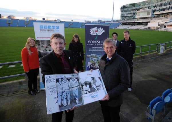 Sporting Memories has provided over half a million pounds in lottery funding, to diferent charities, pictured at Headingley Cricket Ground Leeds, are from the left Kira Drabble, Tony Jameson-Allen, Charlie Roberts, Mark Arthur, Will Saville and Nick Robinson..11th January 2016 ..Picture by Simon Hulme