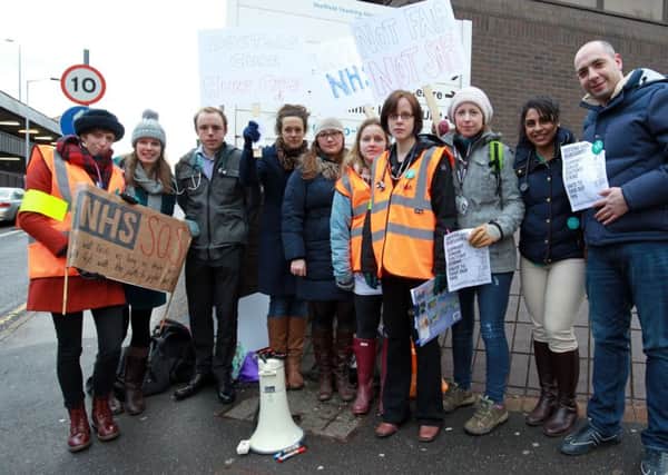 Junior doctors on the picket line outside the Royal Hallamshire Hospital in Sheffield.