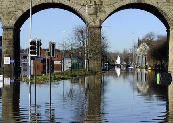 Kirkstall Road, Leeds, at the height of the floods.