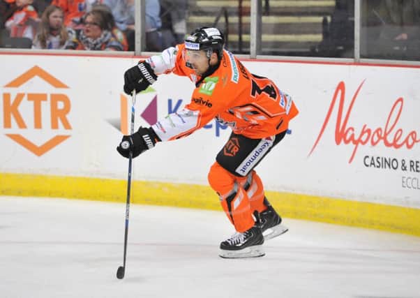 Jeff Legue scored the game-winning goal for Sheffield Steelers against Fife Flyers in their 4-2 win from the first leg of their Challenge Cup quarter-final in Kirkcaldy.