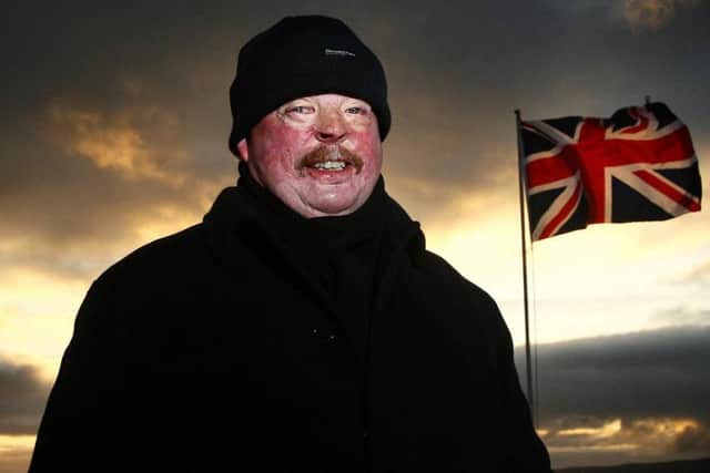 Simon Weston in Stanley in the Falkland Islands where they are flying the Union Jack on the evening of 'liberation day' on the 25th anniversary of the Falklands conflict.