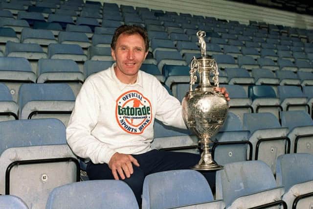 Leeds United manager Howard Wilkinson with the 1992 Championship trophy.