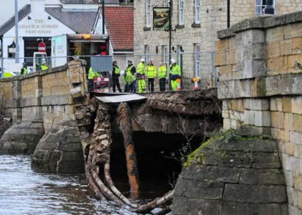 Tadcaster's Grade II listed road bridge collapsed during the December floods.