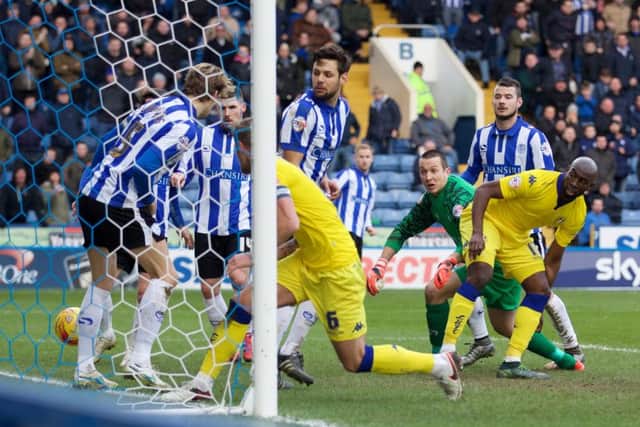 Charlie Taylor scores for Leeds but the goal is controversially dissallowed. PIC: Simon Hulme