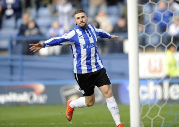 Gary Hooper celebrates his second goal for Sheffield Wednesday