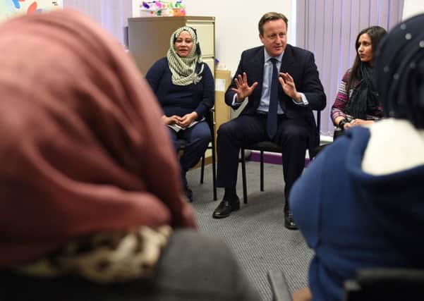David Cameron meets Muslim women in Leeds. Photo: Oli Scarff/PA Wire