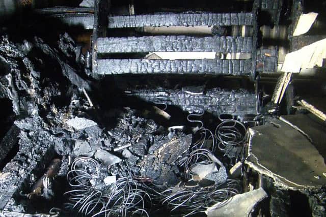 The damage caused at a house in Wyke, Bradford, when a charging hoverboard burst into flames