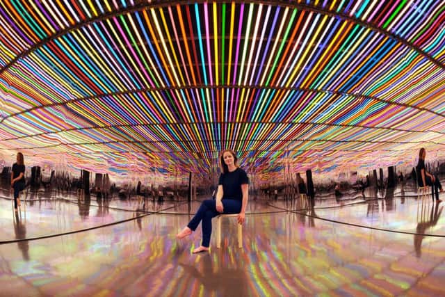 Artist, Liz West with  her light installation 'An Addictive Mix', at the National Media Museum, Bradford. Picture by Simon Hulme