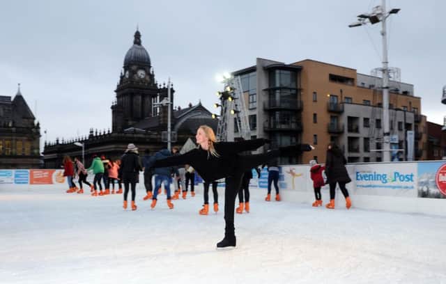 Rebekah Millington takes to the ice of Leeds Ice Cube in Millennium Square in 2015.
 (Picture Jonathan Gawthorpe)