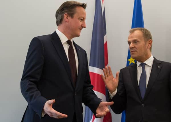 Prime Minister David Cameron holds a bilateral meeting with President of the European Council, Donald Tusk during the Eastern Partnership Summit in Riga, Latvia.